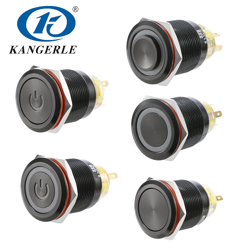 22MM金屬按鈕開關氧化鋁黑色外殼