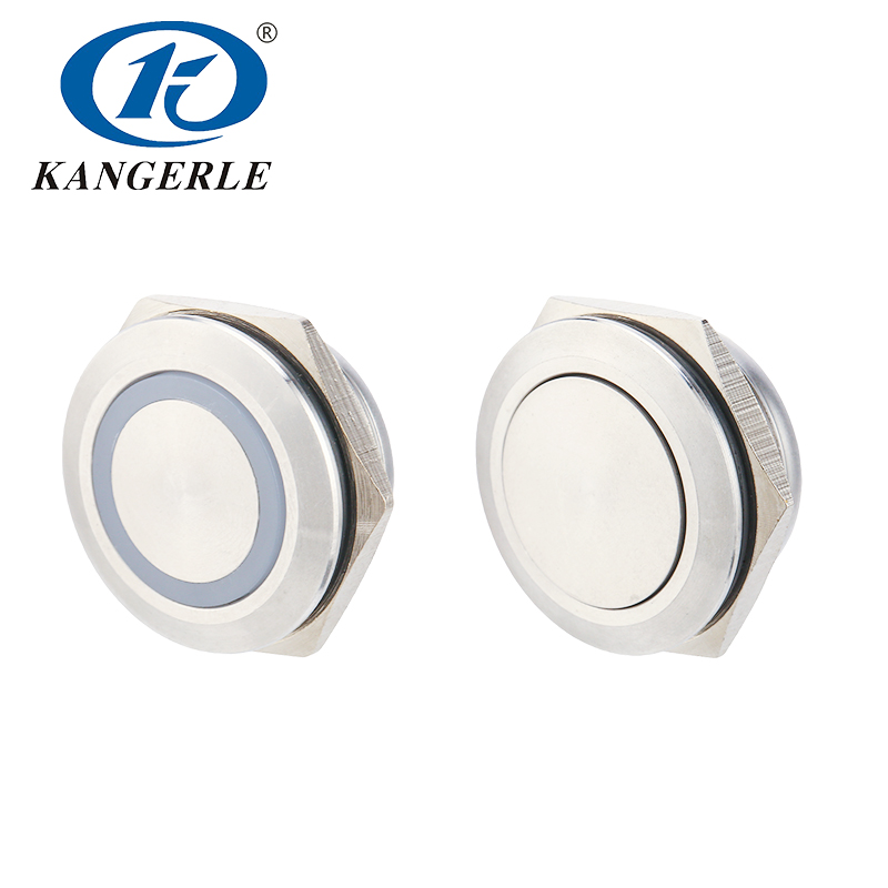 22MM金屬按鈕開關自復位環形LED燈防水薄款